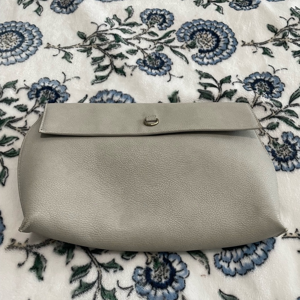 Anthropologie Gray Leather Clutch/Crossbody